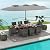 Tangkula 10 Pieces Patio Wicker Dining Set w/Double-Sided Patio Umbrella, Outdoor Acacia Wood Furniture Set w/ 8 Armchairs, 71” Dining Table & 15 ft Umbrella with Weighted Base (Gray)