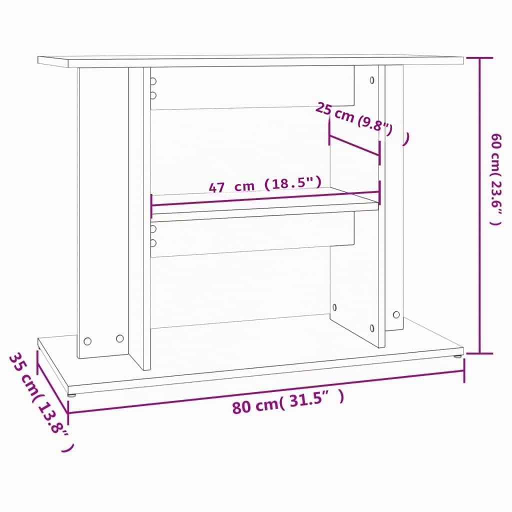 vidaXL Soporte para Acuario de Roble Ahumado 80x35x60 cm de Madera de ingeniería