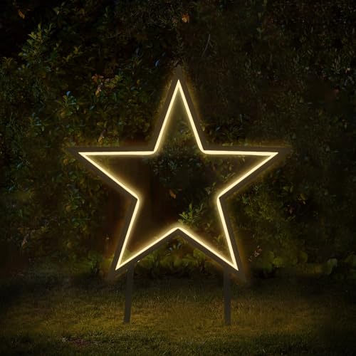 SALCAR LED Gartenstecker Stern Metall, 50cm Garten Stern Leuchte mit...