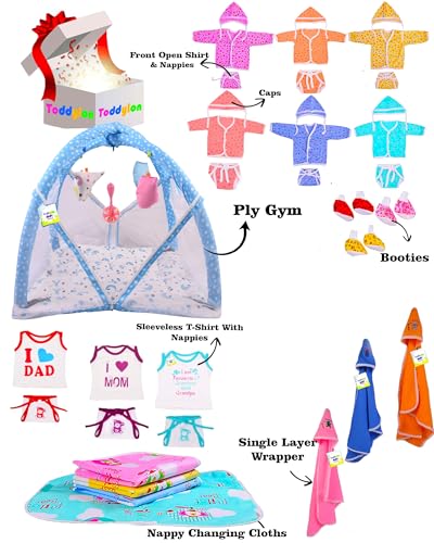 Image of Toddylon All in One Daily Essential in One Pack 36 in 1 New Born Baby Products Gift Packs | Hospital Kit Combo | Infants Boys Girls | Perfect for Newborns | Ideal for 0-6 Months (Blue)