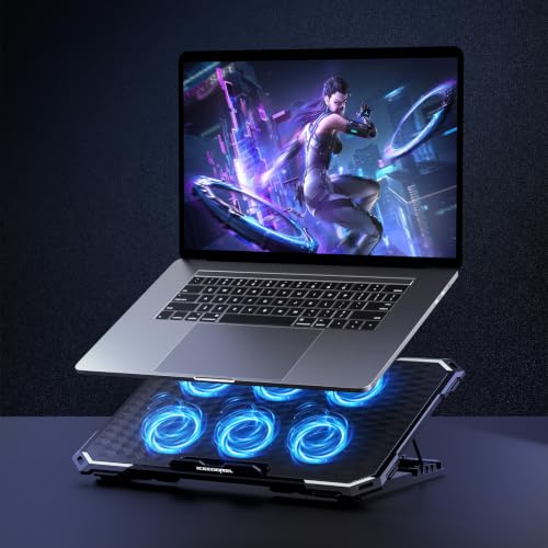 Image of ICE COOREL Laptop Cooling Pad with 6 Cooling Fans, Laptop Cooler Stand with 6 Height Adjustable, Laptop Fan Cooling Pad for 12-17 Inch,Two USB 2.0 Port, The Wind Speed Adjustable [2022 Version]