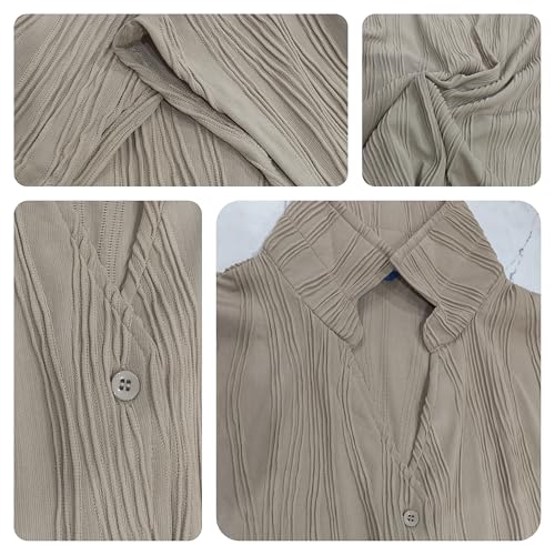Image of GRECIILOOKS Korean Tees for Women | Tops for Woman | Collared Casual Summer Tops for Women Western | Knitted Top Button-Up Short Sleeve Crop Top |Summer Stylish Texture Korean Knit Tee