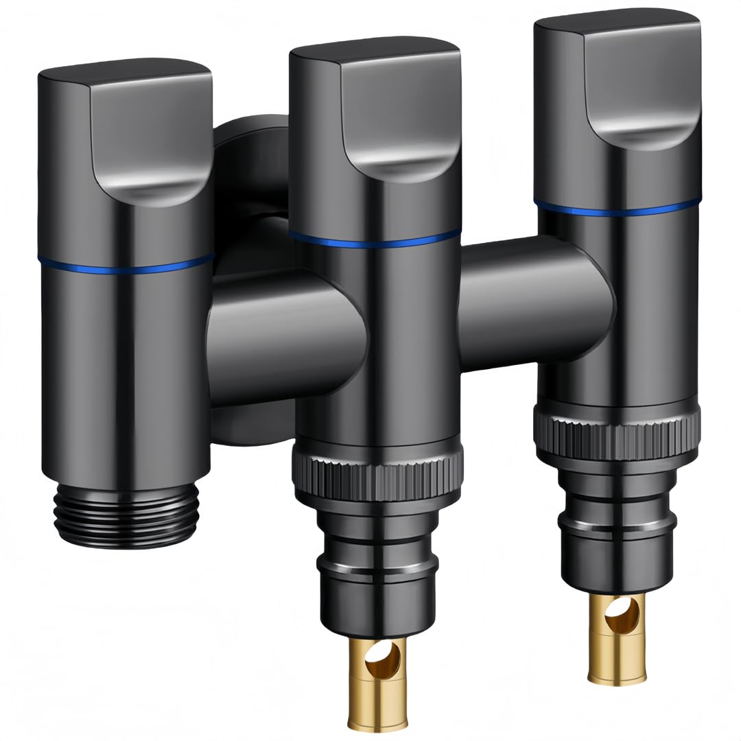 Válvula de llave de paso de pared de latón con 3 salidas G1/2 pulgadas y válvula angular, grifo duradero de tres vías para un control eficiente del agua y una fácil instalación