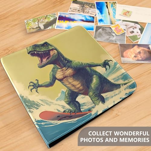 Álbum de Fotos Adhesivo para Manualidades, Álbum Vintage con Tema de Dinosaurios y Surf, Encuadernación de 3 Anillas, Libro de Fotos con 40 Páginas para Fotos de 8x10 pulgadas miniatura 5