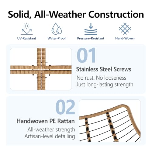 SWITTE Outdoor Rocking Chair, Oversized Patio Papasan Rocker, Comfy Wicker Reading Lounge, Indoor Egg Chair for Bedroom, Living Room, Porch, Garden, Lawn-Dark Grey