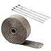 5M Calor Fibra Cinta Basalto,Motocicleta Protección de Calor Cinta Tejido de Fibra de Basalto,Cinta térmica,4PCS Banda de Metal de Acero Inoxidable