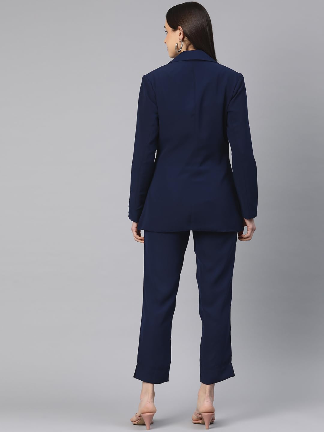 Cottinfab Solid Navy Lapel Collared Blazer 3