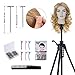 Klvied Adjustable Wig Stand Tripod Metal Mannequin Head Stand Wig Head Stand with Counter Weight Hook for Cosmetology Hairdressing Training with Wig Caps, T-Pins, Comb, Hair Clip, Carrying Bag (b)