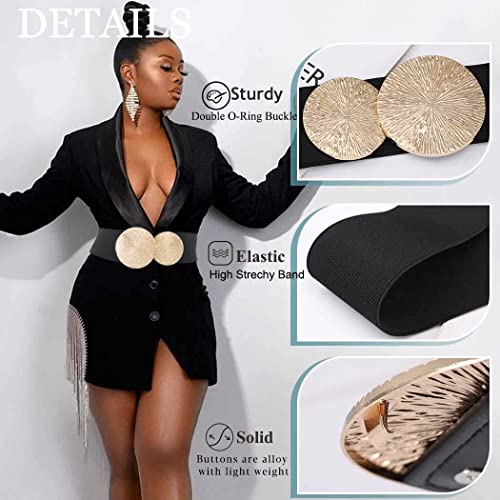 Tgirls Women Elastic Belt Wide Waist Belt Stretch Skinny Belt Cinch O-rings Buckle Belts Vintage Waistband for Dresses3