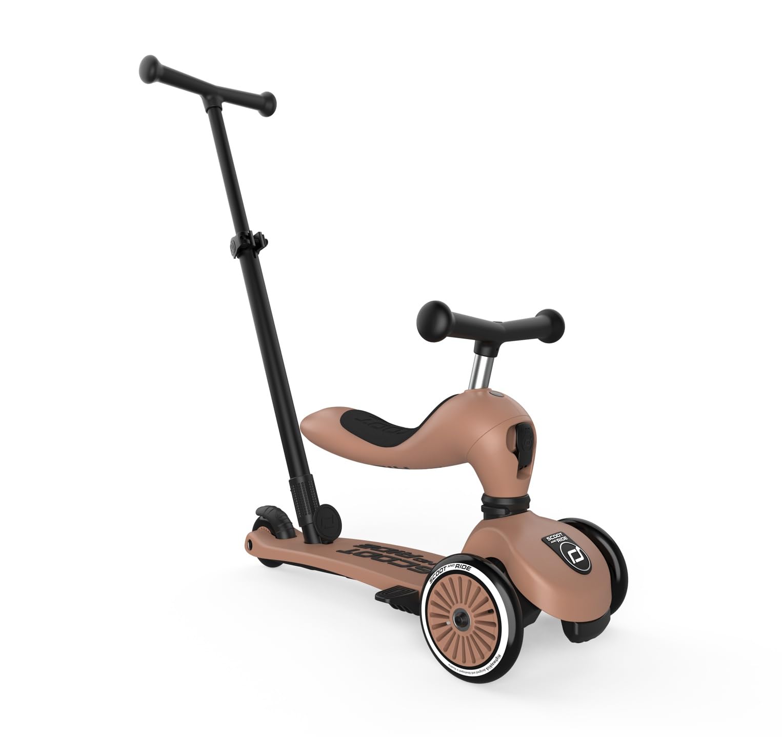 Scoot & Ride Highwaykick 1 Push and Go Kickboard with Seat Children's Scooter 2-in-1 Balance Bike with Handlebar from 1 2 Years Grows with Your Child Height Adjustable Tool-free (Mocha)