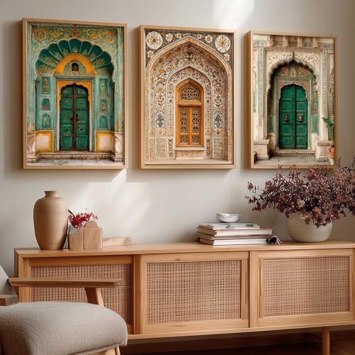 Image of kotart Traditional Indian Wall Art Paintings | Wall Posters With frames | Framed Wall Painting for Living Room Home Room Bedroom Office Wall Decor Set of 3 (19X25 inch)