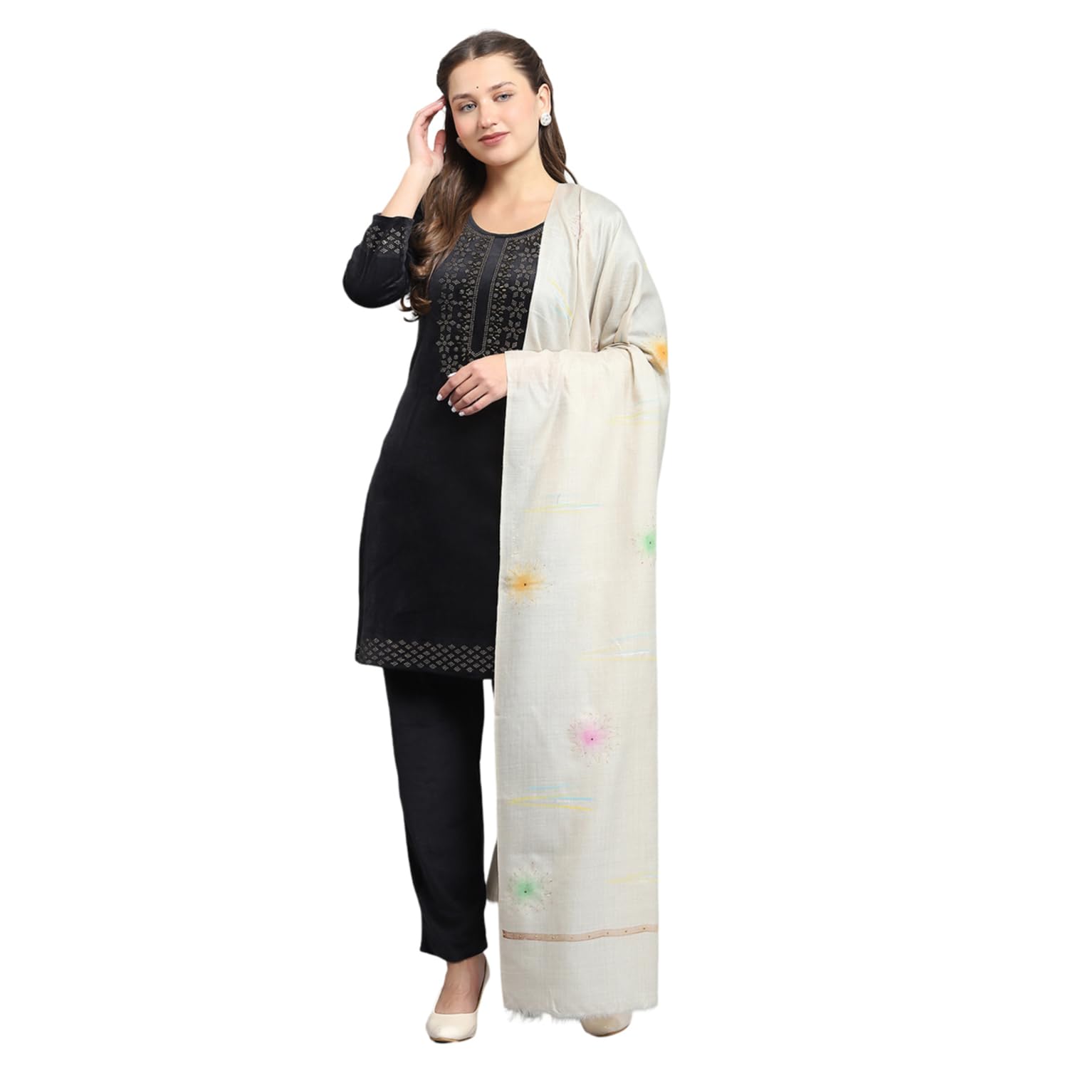 monte carlo Womens Floral Cream Shawls_-picture-14