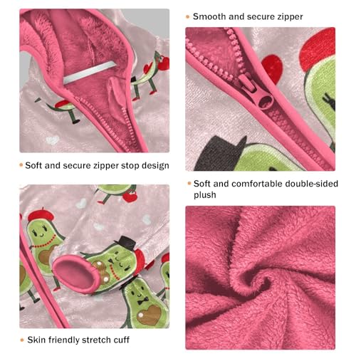 OTVEE Valentine Avocado Fruit Couple Kids Hoodie Jacket Fall Spring Full Zip Warm Outwear Coat3