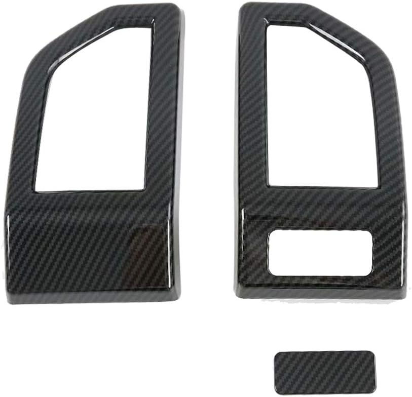 for Ford F150 F-150 2015-2020 LHD Carbon Fiber Black Interior Side A/C Air Vent Outlet Cover Trim 3pcs Car Accessories(with Button)