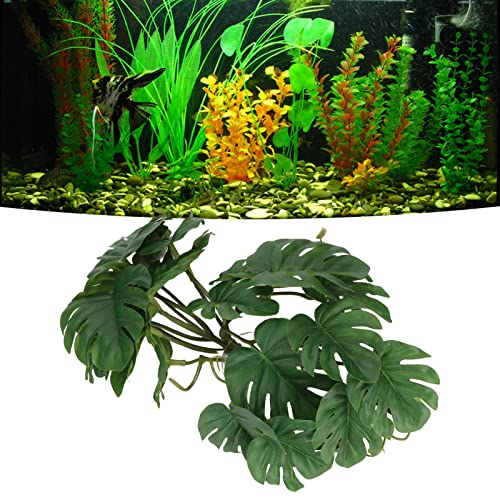 Artificial Reptile Plant Leaves with Suction Cup, Plastic Terrarium Vines, 25 x 25cm, Jungle Habitat Decor for Fish Tank - Image 2