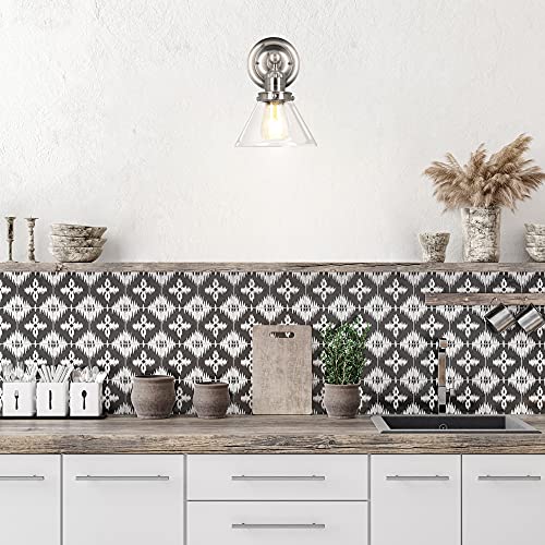 Image of Design House Augustin Wall Sconce, 1-Light, Seeded Glass Warm Glow, Dimmable, Up /Down Glow, Easy Installation, E26 Socket, Satin Nickel, 7.9 in L x 8.5 in D x 11.1 in H, 589028-SN