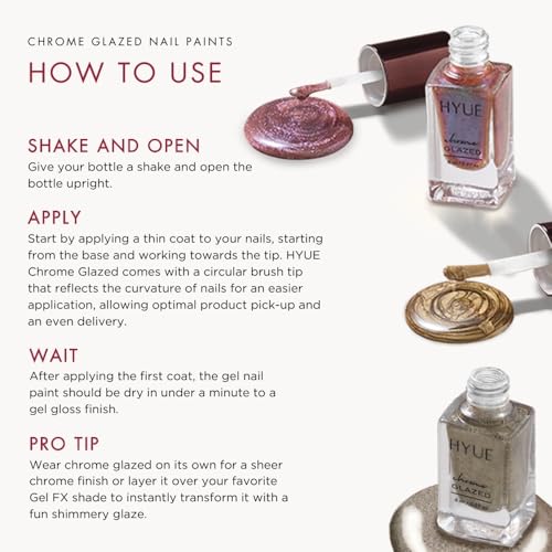 Image of HYUE Chrome Glazed Nail Paint - 9 shades | Mercury Retro | 8 ml | Dual-toned | Long-lasting Shine | Color-Shifting Pigments | One Stroke Coverage | Gel Finish | Salon-like Nails | No UV Damage