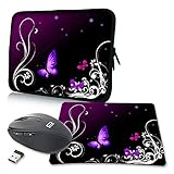 Pedea Design Tablet PC Tasche 10,1 Zoll (25,6cm) mit Mauspad und schnurloser Maus, Purple Butterfly