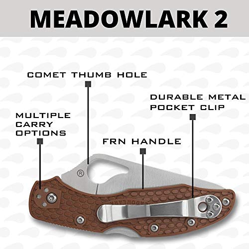 Image of Spyderco Meadowlark 2 Lightweight Folding Pocket Knife with 2 inch 8Cr13MoV and FRN Handle - EDC Knife for Men and Women, Perfect for Hunting, Tactical, Camping, Survival, Hiking - PlainEdge - BY04PBN2