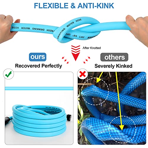 Gociean 25Ft Upgraded Rv Water Hose With Storage Straps, 5/8" Rv Drinking Water Hose, Leak Free And Anti-Kink Design, Camper Fresh Water Garden Hose For Rv, Camper, Truck And Car #TOP2