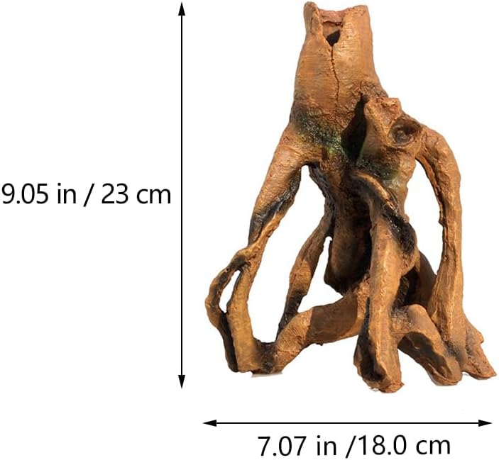 Angoily Simulation Tree Trunk Aquarium Decor 9.05X7.08X6.69In Resin Fish Tank Stump Ornament with Hideout for Aquatic Pets Underwater Decoration