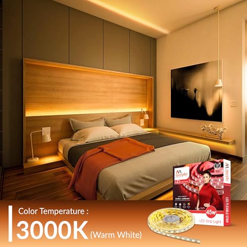 Image of Murphy 45W LED Strip Light 2835 High Lumen 5 Metre (240 LEDs /Mtr) Warm White - 12V DC 10A Driver Included | Cove /False Ceiling /Decor Light (Pack of 4, 1-Year Warranty)