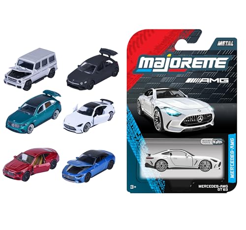 Majorette, Mercedes AMG Premium, carro metálico, 7,5 cm, licença oficial, com peças móveis, variedade aleatória entre 6 modelos, desde 3 anos (850210001)
