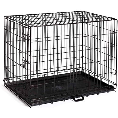 Image of Prevue Pet Products Home On-The-Go Single Door Dog Crate Indoor - L, Black | Large Collapsible Dog Cage for Travel, and Outdoor Use, Foldable Kennel Design, Deep Plastic Pan
