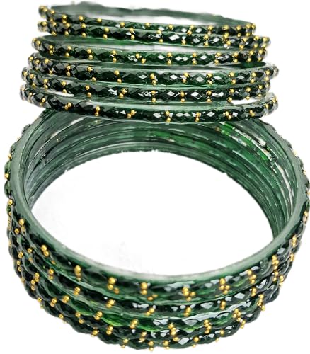 Image of JPS Plain and Glossy Finished Raindrop Glass Bangles Set for Women & Girls | Traditional Ethnic Chudi for Wedding, Party & Regular- Set of 12 Pcs of One Colour | Wedding Special