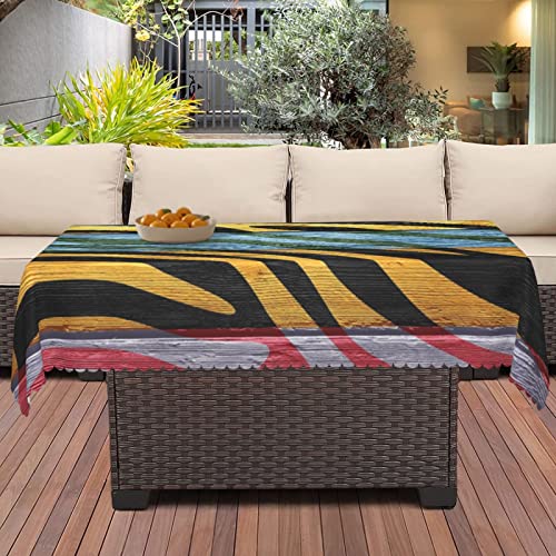 Zebra Print Tablecloth, 60X120 Inch, Waterproof Stain Wrinkle Resistant Print Table Cloths, For Kitchen Indoor Outdoor Events Party Decor-Rectangle Table Clothes For 8 Ft Tables, Yellow Black Green #TOP3