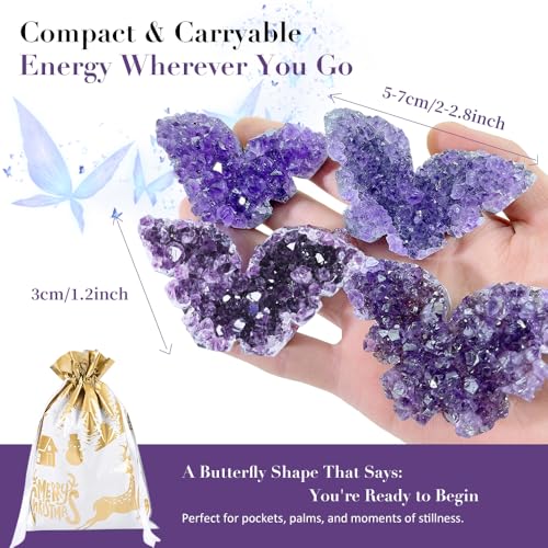 BAOHEN A Symbol of Healing – Amethyst Crystal Butterfly Healing Crystals Gifts for Women, Spiritual Decor, Crystals Healing Stones for Meditation and Transformation, Large 2"x2.1" - Image 6