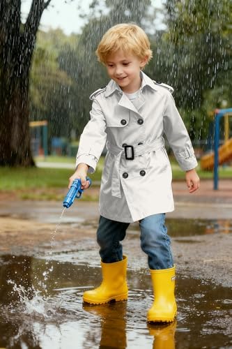 Image of Betusline Boys Waterproof Trench Coat Double Breasted Classic Belted Outwear Jacket Dress Coats