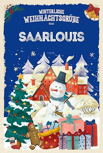 Blechschild 18x12 cm Weihnachtsgrüße SAARLOUIS Wand Deko Bar Kneipe Sammler Geschenk