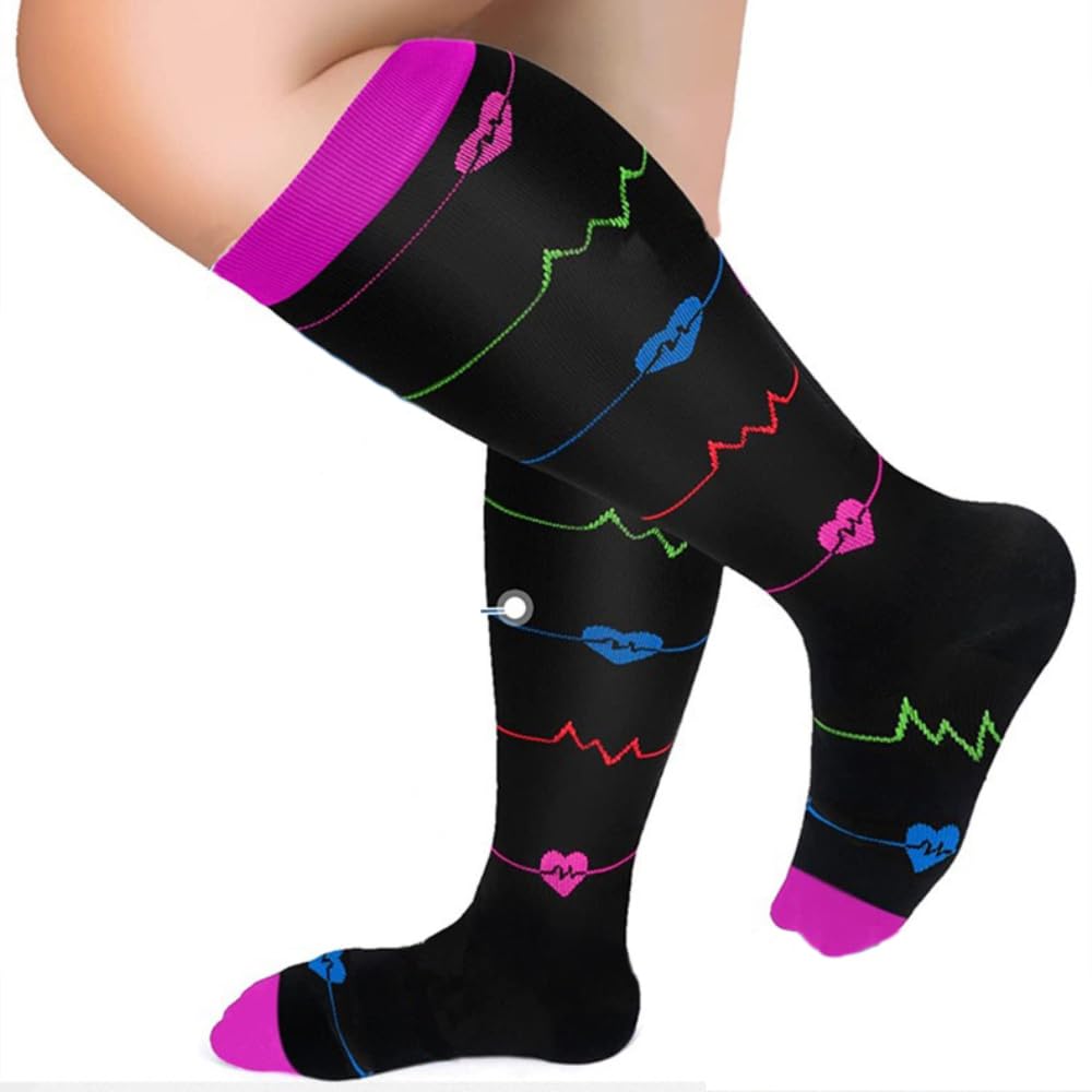 4 paia di calze a compressione da uomo e da donna, calze a compressione, comodo supporto per corsa, sport, viaggi, ciclismo, per vene varicose, edema, dolore