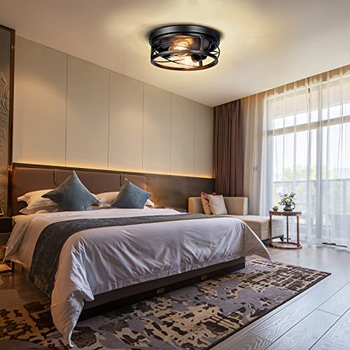 Feanron 7CM-CEILING Farmhouse 2-Light Black Flush Mount Ceiling Light Fixtures thumb #7