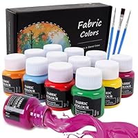 Fmtasx Textilfarbe Waschmaschinenfest | Set aus 12 x 25ml Stoffmalfarben Textilfarben Waschfest | Stofffarben Für T-Shirt, Jeans und allen Stoffen