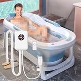 Weyot Tragbarer Badewannenheizung, konstante Temperaturregelung von 30–43 °C, mehrere Sicherheitsfunktionen, für die Faltbare Badewanne zu Hause, Kleiner Pool im FreienWhite,22x14.8x7.5cm