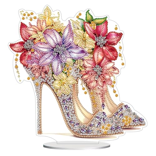 Lebartm DIY Diamant Desktop Ornament Schmetterling High Heels Sonderform Kristall Diamant Kunst Malerei Tabletop Ornamente Einseitiger Diamant für...
