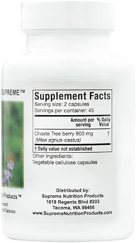 Miniatura 2 de Supreme Nutrition Chaste Tree Supreme, 90 cápsulas vegetarianas Pure Vitex (paquete de 2)