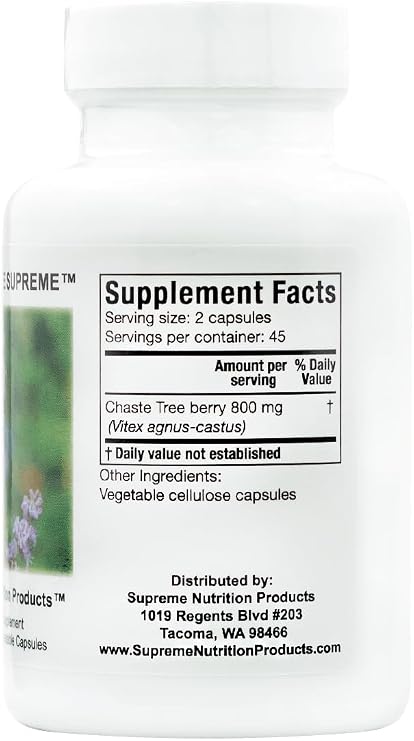 Supreme Nutrition Chaste Tree Supreme, 90 Pure Vitex Vegetarian Capsules