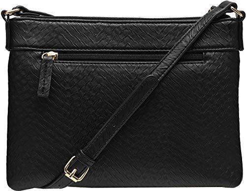 B BRENTANO Vegan Multi-Zipper Crossbody Handbag Purse with Tassel Accents2