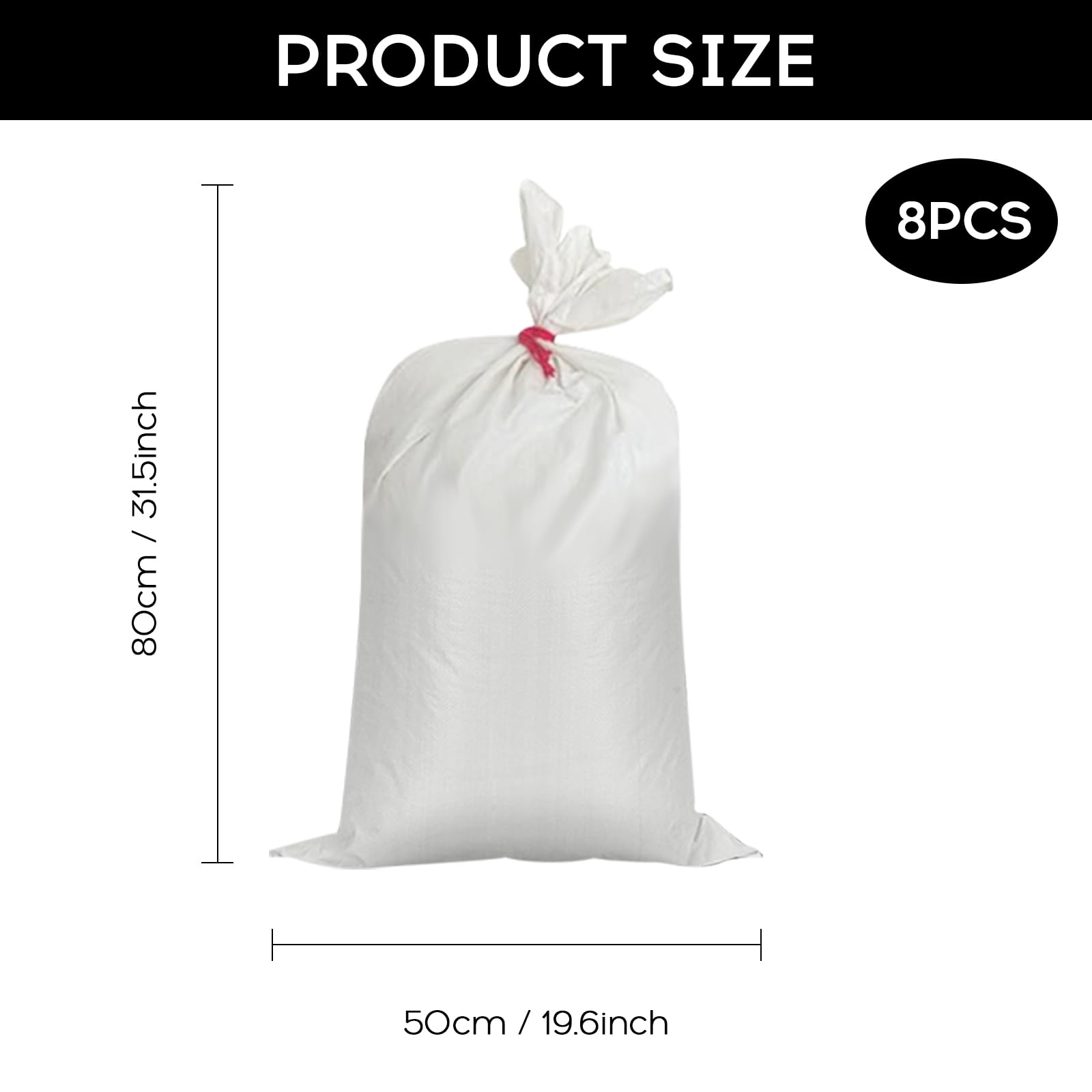 Lot De 5 Grands Sacs à Gravats Tissés En Polypropylène – 80 Cm X 50 Cm – 25 Kg – Sacs à Gravats Extra Résistants Pour Le Jardin, Le Bricolage Et La