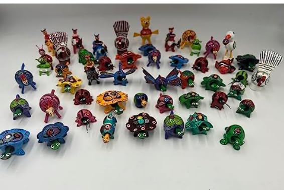 Handcrafted Mexican Wooden Bobblehead Animal Toys | Set of 20 | Unique Wedding Favors, Party Gifts, Trick-or-Treaters, Boutique Decor