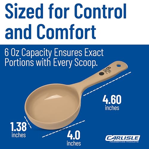 Image of Carlisle FoodService Products Measure Miser Plastic Measuring Spoon with Short Handle, 6 Ounces, Beige