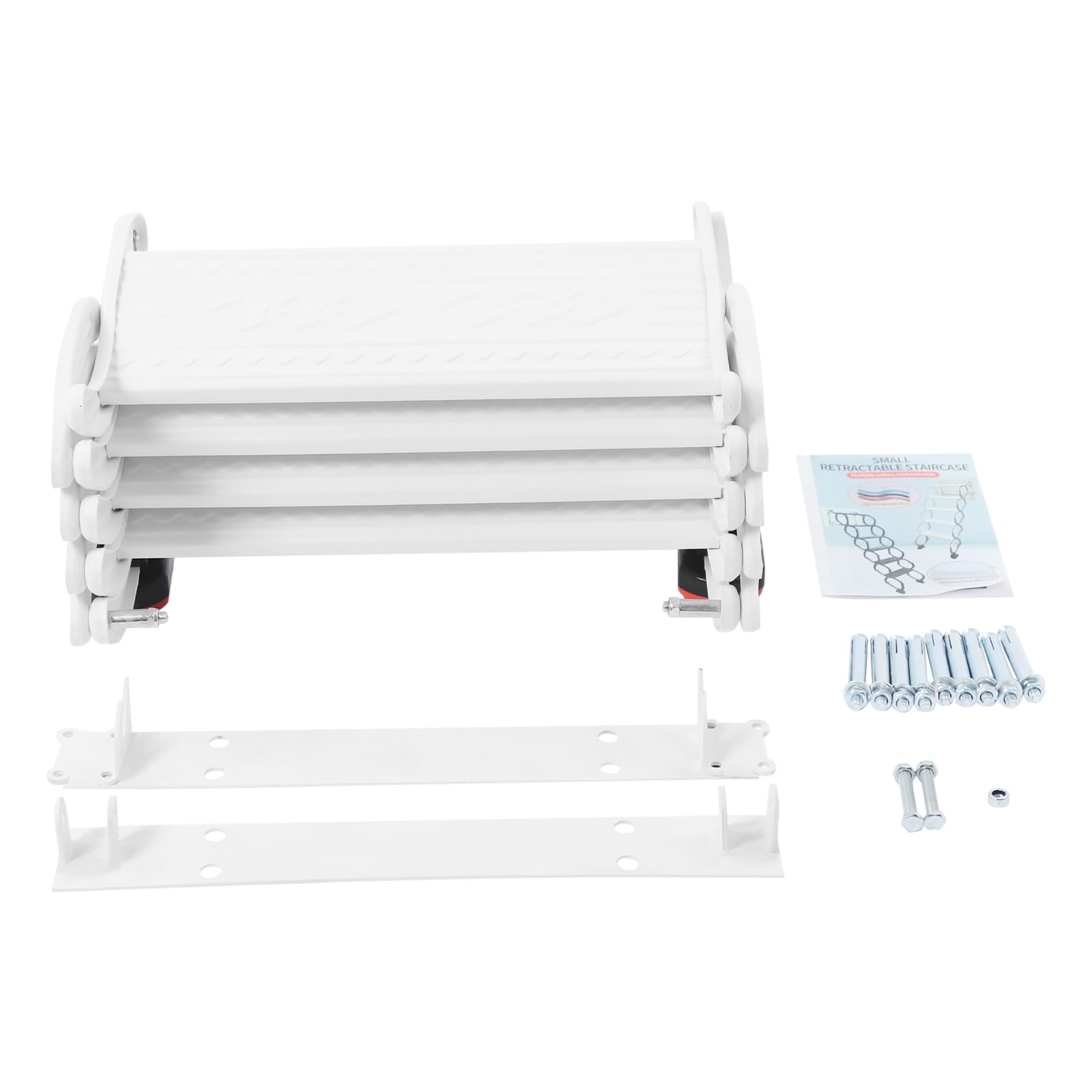 Dachbodentreppe, 4 Stufen Wandmontierte Ausziehbare Klapptreppe, Wandmontierte Dachbodenleiter, rutschfesten Stufen Loftleiter, Teleskop-Stufenleitern, Tragkraft 200 kg