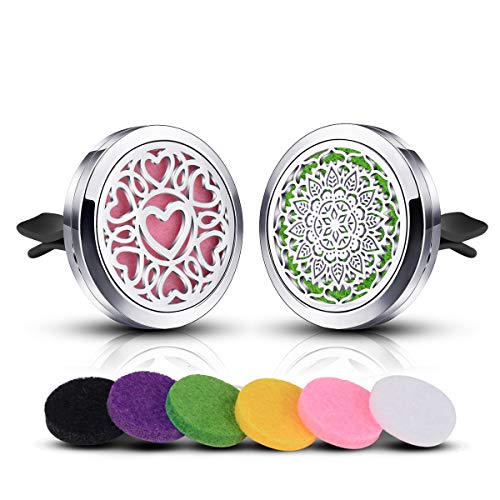 NFUSEU 2PCS Car Diffuser Vent Clip Essential Oil Air Freshener Aromatherapy Mandala Lotus