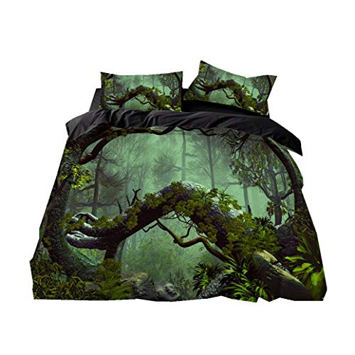 Bettwäsche Set Grün Blau Weiß Grau Natur Landschaft Forest Beach River...