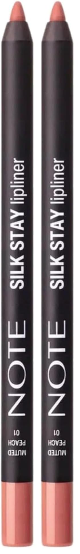 Note Cosmetics Silk Stay Lipliner Suya Dayanıklı İpeksi Dudak Kalemi - 01 Muted Peach (2 paketi)