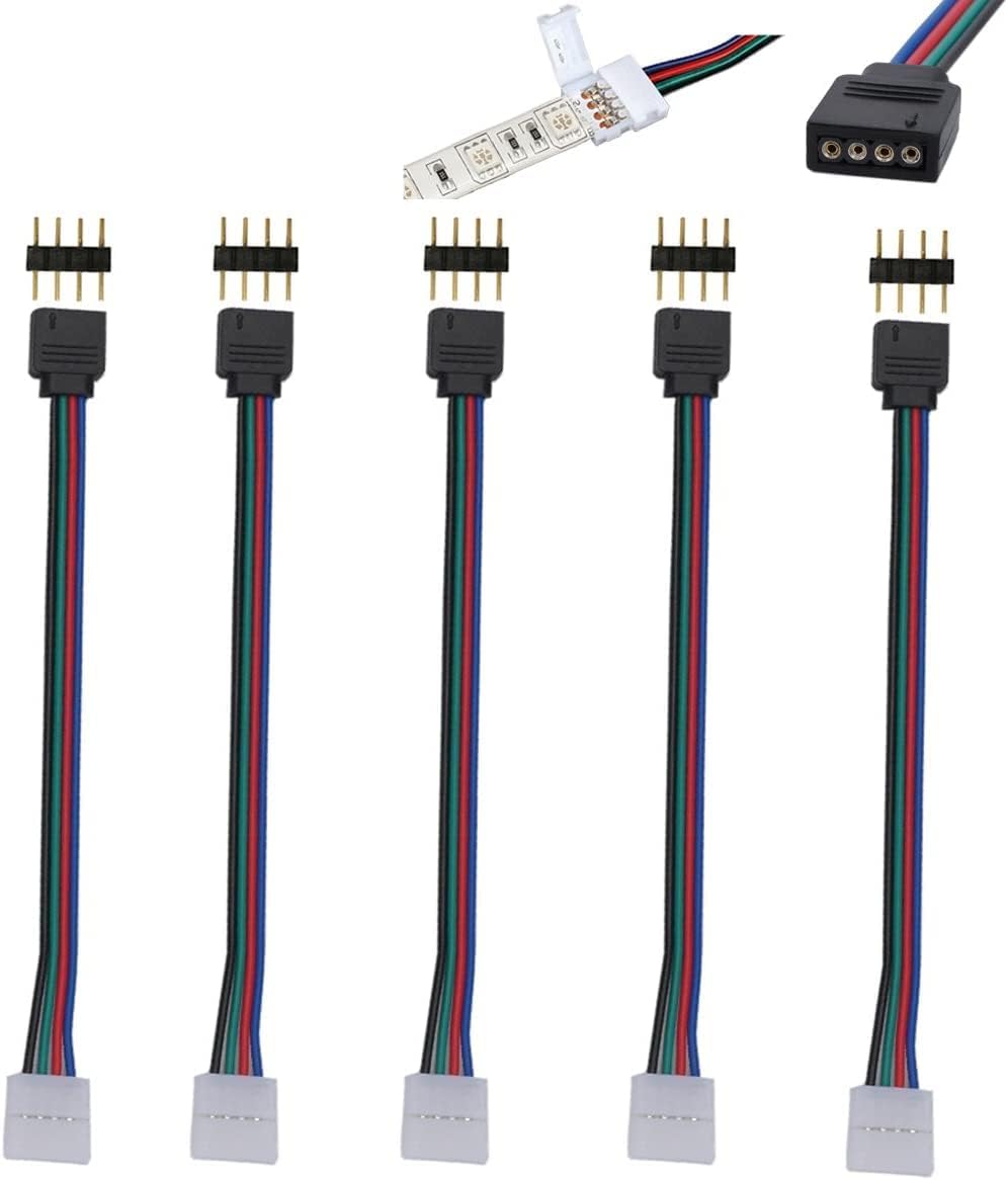 5X 10mm 4 Pin RGB 5050 3528 LED Strip Light PCB Connectors Adapter Cable for TV Backlight Cupboard Strips