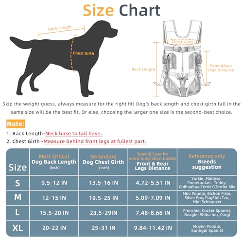 Hunde Trage Rucksack Vorne, Weiche Hund Rucksack Polsterung, für kleine und mittelgroße Hunde mit Beinen draußen, verstellbar, freihändiger Träger für Radfahren und Wandern (Schwarz, M)